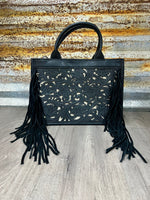 Trinity Ranch Floral Tooled Fringe Carry Tote