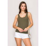 Scoop Neck Double Layer Rib Tank Top