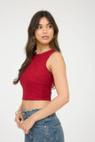 Lace Sleeveless Cropped Knit Tank