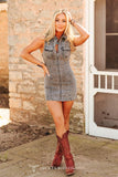 Black Mineral Wash Stretch Denim Western Shirt Dress