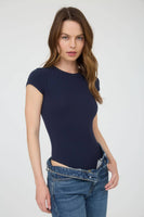 Round Neck Short Sleeve Knit Bodysuit