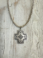 Silver Navajo Bead Aztec Necklace
