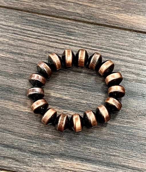 Handmade Rondelle Copper Navajo Stretch Bracelet