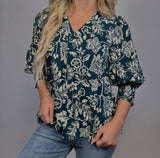 Floral Green Blouse