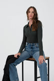 Solid Collared Long Sleeve Bodysuit