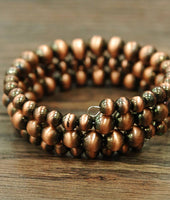 Handmade Copper Navajo Bead Wrap Bracelet