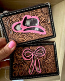 Western Cowhide Leather Keychain Wallet