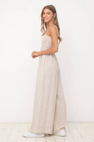 Chic Wide-Leg Smocked Linen Jumpsuit