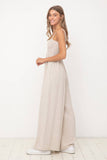 Chic Wide-Leg Smocked Linen Jumpsuit
