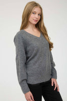 V Neck Long Sleeve Knit Sweater