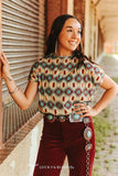 Multi Aztec Printed Short Sleeve Dolman Top