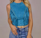 Suede Fringe Top
