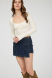 Bow Denim Mini Skort