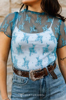Jade Lace Short Sleeve Stretch Top
