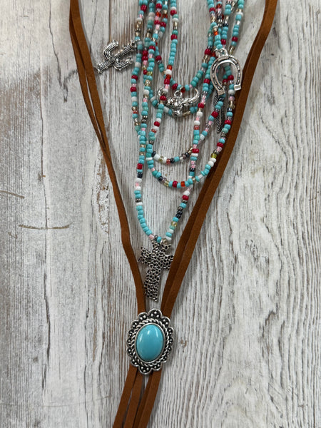 Beaded Necklace with Western Charms