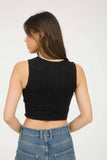 Lace Sleeveless Cropped Knit Tank