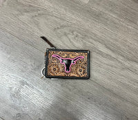 Western Cowhide Leather Keychain Wallet