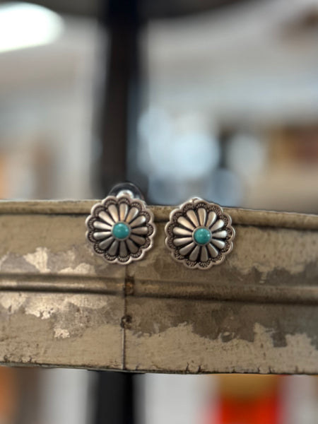 Brass Concho Post Earrings