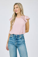 Lace Ruffle Sleeve Blouse