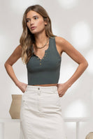 SNAP BUTTON SWEATER KNIT CROP TOP