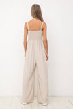 Chic Wide-Leg Smocked Linen Jumpsuit