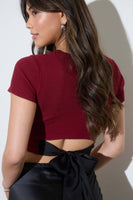 Back Tie Sweater Knit Crop Top