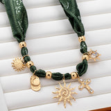 Green Scarf Charm Neklace