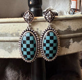 Checkerboard Oval Earrings