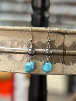 Silver and Turquoise Chip Earrings