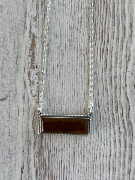 Tigers Eye Amber Bar Necklace