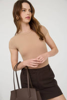 Round Neck Short Sleeve Knit Bodysuit