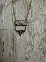 Western Steerhead Stone Double Drop Pendant Necklace