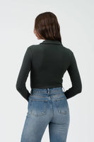 Solid Collared Long Sleeve Bodysuit