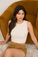 Lace Sleeveless Cropped Knit Tank