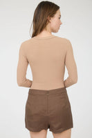 Round Neck Long Sleeve Sweater Bodysuit