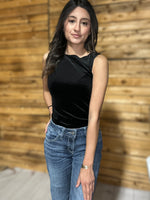 Velvet Boat Neck Knit Top