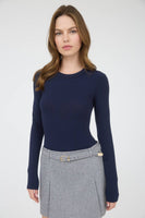 Round Neck Long Sleeve Sweater Bodysuit