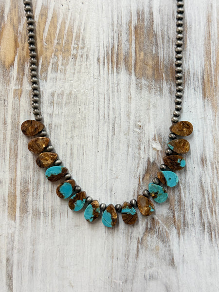 Handmade 15" Navajo Heart Gemstone Necklace