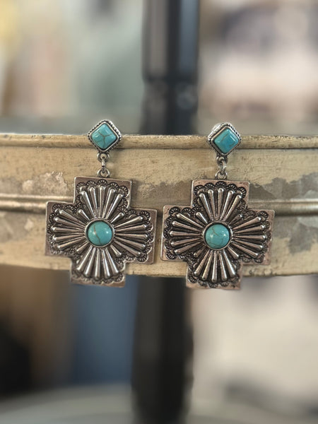 Rustic Cross Post Earrings