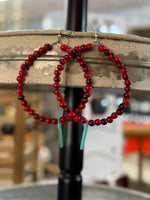 Handmade Red Hoop Earrings