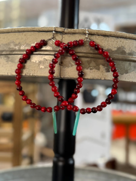 Handmade Red Hoop Earrings