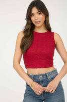 Lace Sleeveless Cropped Knit Tank