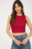 Lace Sleeveless Cropped Knit Tank