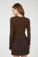 Round Neck Long Sleeve Sweater Bodysuit