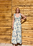Floral Ruffle Cutout Midi Dress