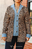 Brown Leopard Double Layered Denim Thermal Jacket