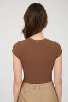 Round Neck Short Sleeve Knit Bodysuit