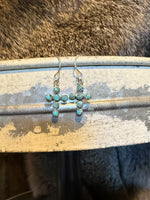 Dainty Turquoise Cross Earrings