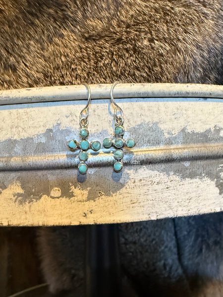 Dainty Turquoise Cross Earrings