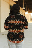 Black Orange Beige Aztec Button Down Shacket